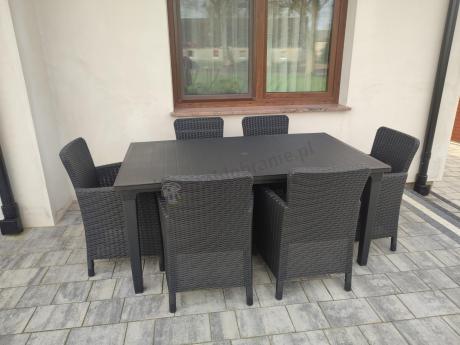 Stół ogrodowy z 6 fotelami Meblobranie TF6 grafit