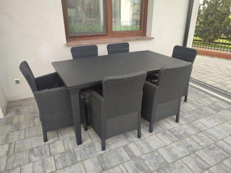Stół ogrodowy z 6 fotelami Meblobranie TF6 grafit