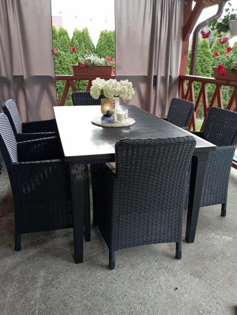 Stół ogrodowy z 6 fotelami Meblobranie TF6 grafit