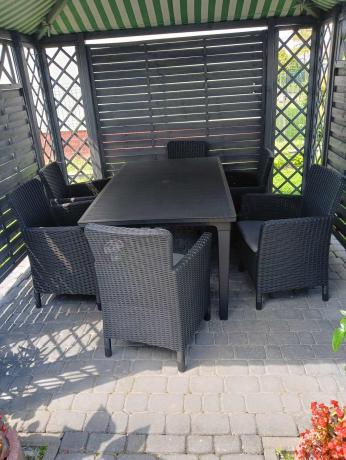 Stół ogrodowy z 6 fotelami Meblobranie TF6 grafit