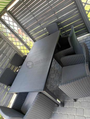 Stół ogrodowy z 6 fotelami Meblobranie TF6 grafit