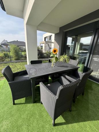 Stół ogrodowy z 6 fotelami Meblobranie TF6 grafit