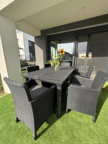 Stół ogrodowy z 6 fotelami Meblobranie TF6 grafit