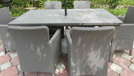 Stół ogrodowy z fotelami dla sześciu osób Meblobranie TF6 cappuccino