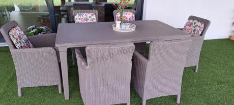 Stół ogrodowy z fotelami dla sześciu osób Meblobranie TF6 cappuccino