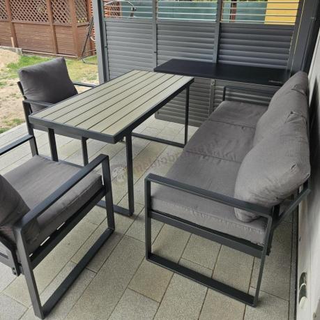 Szare meble na taras z wysokim stolikiem 140x70 - Panaon Dining 140 GG