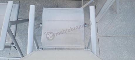 Szare meble ogrodowe - komplet stół i 8 regulowanych krzeseł - Kanbery Wood Silver 8+1