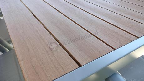 Szare meble ogrodowe - komplet stół i 8 regulowanych krzeseł - Kanbery Wood Silver 8+1