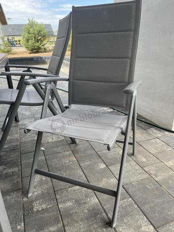 Szare meble ogrodowe - komplet stół i 8 regulowanych krzeseł - Kanbery Wood Silver 8+1