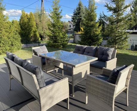 Szare meble ogrodowe technorattan Torino Grande - grey
