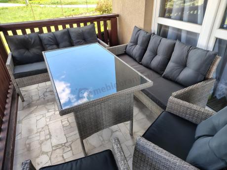 Szare meble ogrodowe technorattan Torino Grande - grey