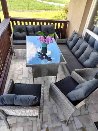 Szare meble ogrodowe technorattan Torino Grande - grey