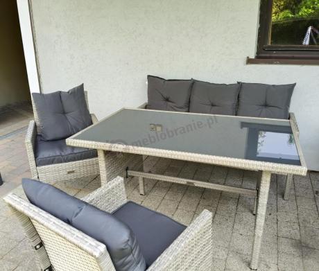 Szare meble ogrodowe technorattan Torino Grande - grey