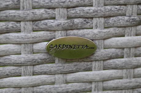 Szare meble ogrodowe technorattan ze stołem obiadowym i sofą Torino Dining