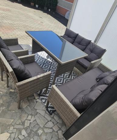Szare meble ogrodowe z technorattanu Torino Grande - grey