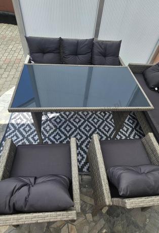 Szare meble ogrodowe z technorattanu Torino Grande - grey