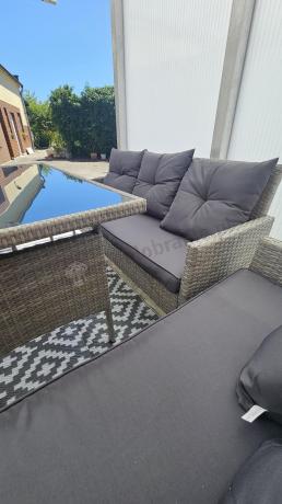 Szare meble ogrodowe z technorattanu Torino Grande - grey