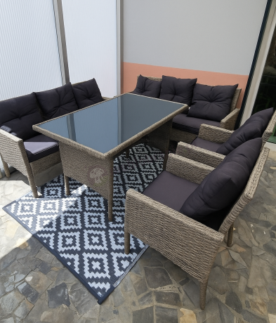 Szare meble ogrodowe z technorattanu Torino Grande - grey