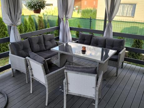 Szare meble ogrodowe z technorattanu Torino Grande - grey