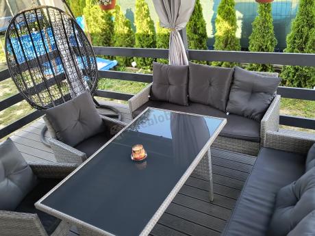 Szare meble ogrodowe z technorattanu Torino Grande - grey