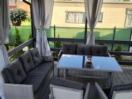 Szare meble ogrodowe z technorattanu Torino Grande - grey