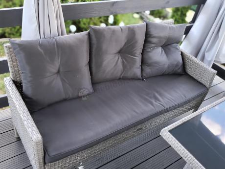 Szare meble ogrodowe z technorattanu Torino Grande - grey