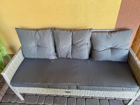 Szare meble ogrodowe z technorattanu Torino Grande - grey