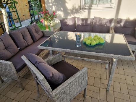 Szare meble ogrodowe z technorattanu Torino Grande - grey