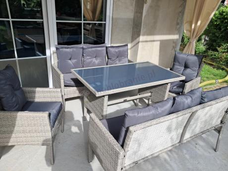 Szare meble ogrodowe z technorattanu Torino Grande - grey