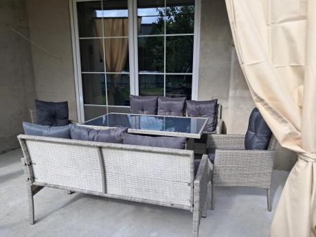 Szare meble ogrodowe z technorattanu Torino Grande - grey