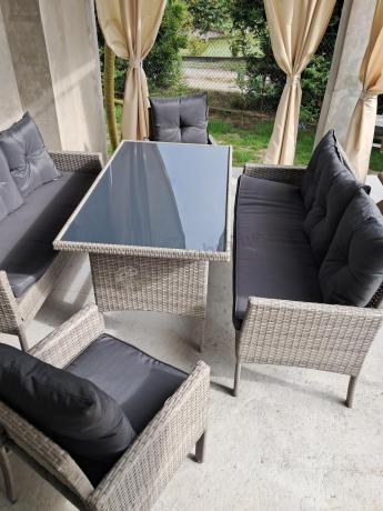 Szare meble ogrodowe z technorattanu Torino Grande - grey