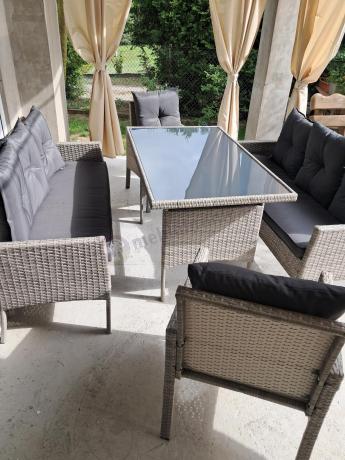 Szare meble ogrodowe z technorattanu Torino Grande - grey