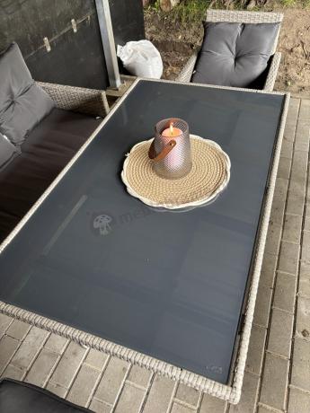 Szare meble ogrodowe z technorattanu Torino Grande - grey