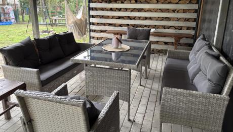 Szare meble ogrodowe z technorattanu Torino Grande - grey