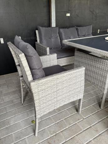 Szare meble ogrodowe z technorattanu Torino Grande - grey