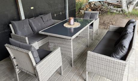 Szare meble ogrodowe z technorattanu Torino Grande - grey