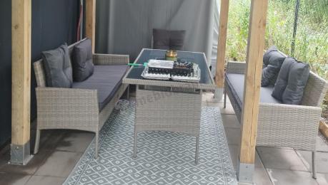 Szare meble ogrodowe z technorattanu Torino Grande - grey