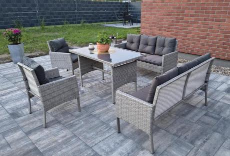 Szare meble ogrodowe z technorattanu Torino Grande - grey