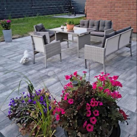 Szare meble ogrodowe z technorattanu Torino Grande - grey