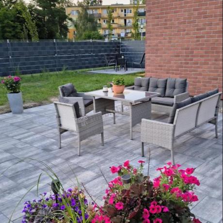 Szare meble ogrodowe z technorattanu Torino Grande - grey