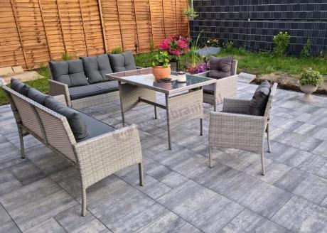 Szare meble ogrodowe z technorattanu Torino Grande - grey