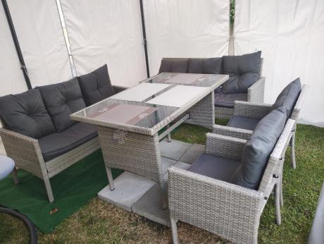 Szare meble ogrodowe z technorattanu Torino Grande - grey