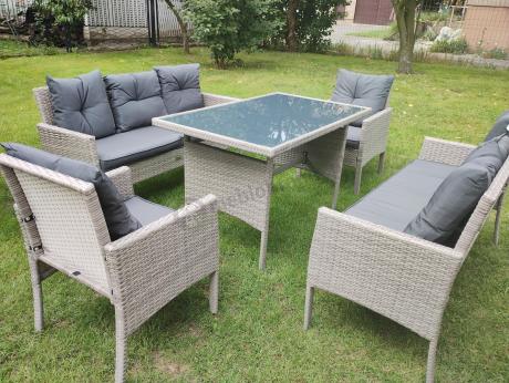 Szare meble ogrodowe z technorattanu Torino Grande - grey