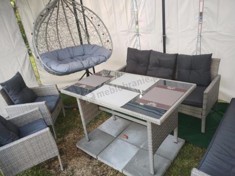 Szare meble ogrodowe z technorattanu Torino Grande - grey