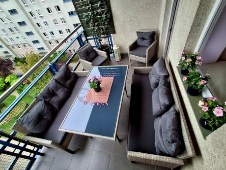 Szare meble ogrodowe z technorattanu Torino Grande - grey