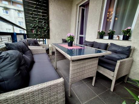 Szare meble ogrodowe z technorattanu Torino Grande - grey