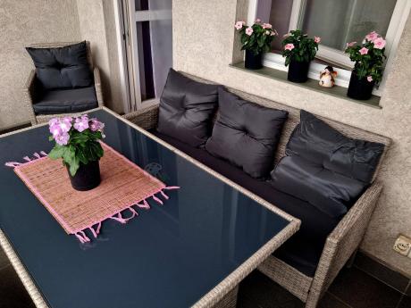 Szare meble ogrodowe z technorattanu Torino Grande - grey