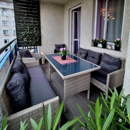 Szare meble ogrodowe z technorattanu Torino Grande - grey