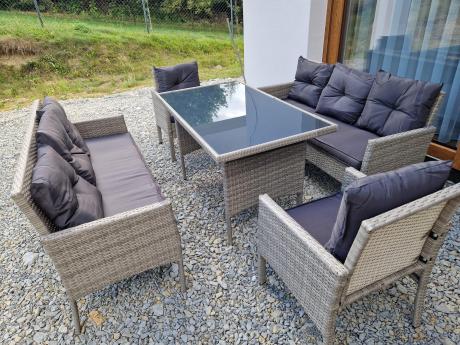 Szare meble ogrodowe z technorattanu Torino Grande - grey