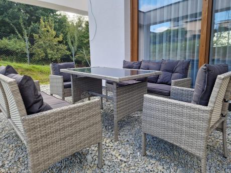 Szare meble ogrodowe z technorattanu Torino Grande - grey